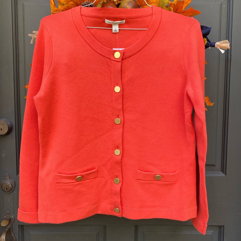 Banana Republic Sweater Lady Jacket w/Gold Buttons sz L - Picture 8 of 8
